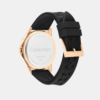 Aqueous Men Quartz Black Dial Analog Silicone Watch 25200425