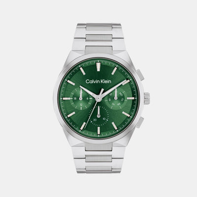 Distinguish Men Quartz Dark Green Dial Multi-Function Stainless Steel Watch 25200441