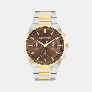 Distinguish Men Quartz Dark Brown Dial Multi-Function Stainless Steel Watch 25200442