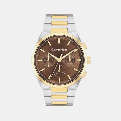 Distinguish Men Quartz Dark Brown Dial Multi-Function Stainless Steel Watch 25200442