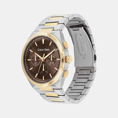 Distinguish Men Quartz Dark Brown Dial Multi-Function Stainless Steel Watch 25200442