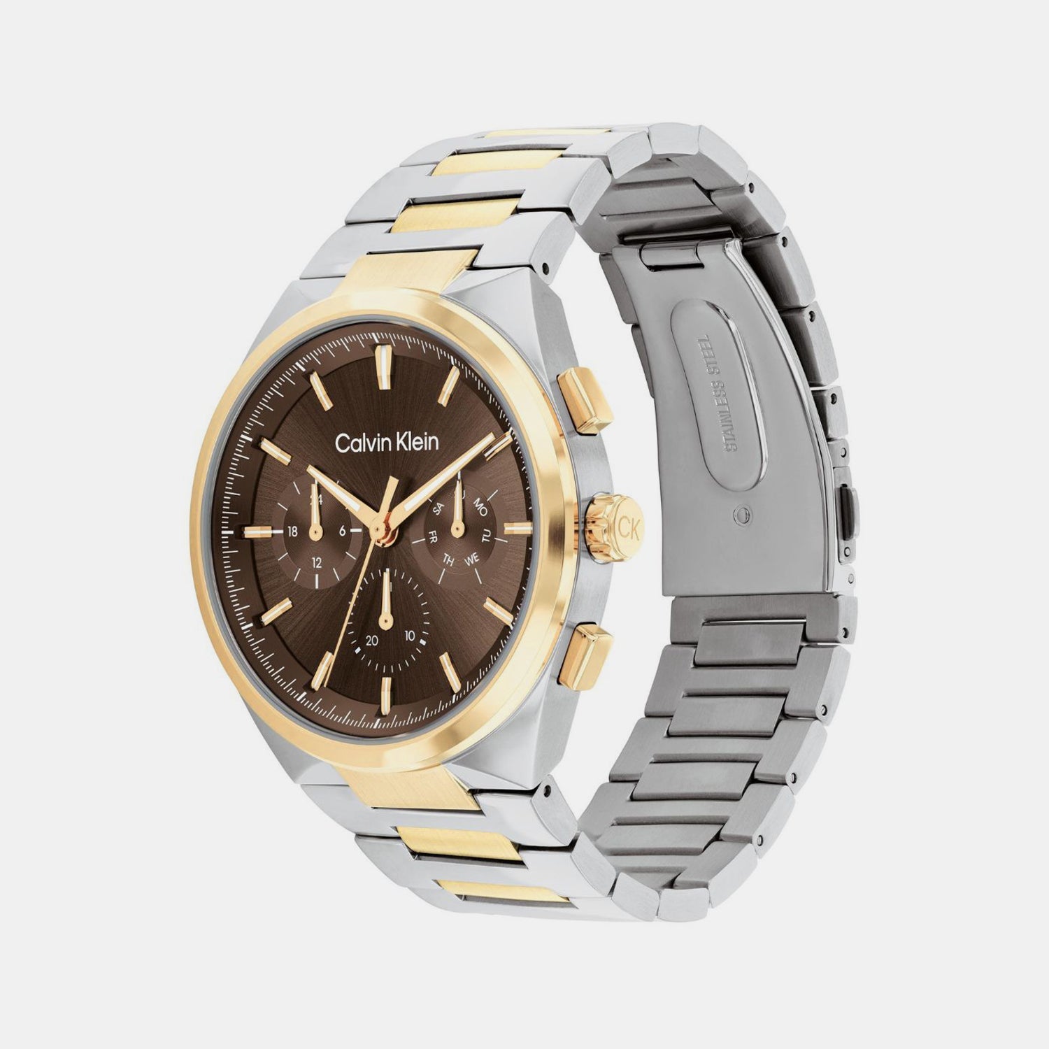 Distinguish Men Quartz Dark Brown Dial Multi-Function Stainless Steel Watch 25200442