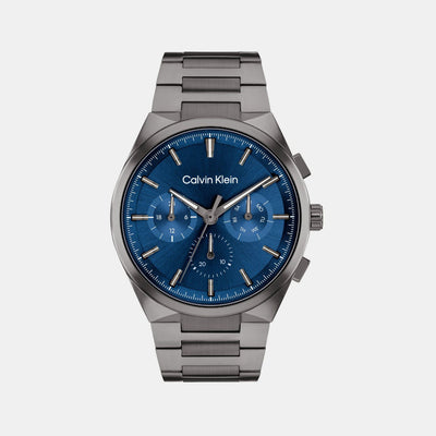 Distinguish Men Quartz Dark Blue Dial Chronograph Stainless Steel Watch 25200443