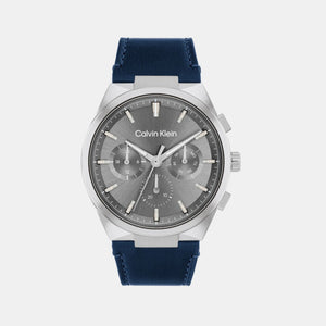 Distinguish Men Quartz Light Gunmetal Dial Multi-Function Leather Watch 25200444