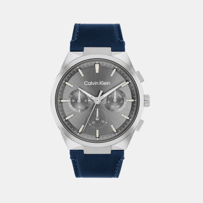 Distinguish Men Quartz Light Gunmetal Dial Multi-Function Leather Watch 25200444