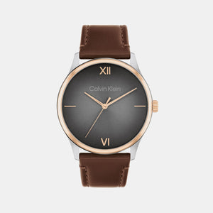Ascend Men Quartz Grey Dial Analog Leather Watch 25200453