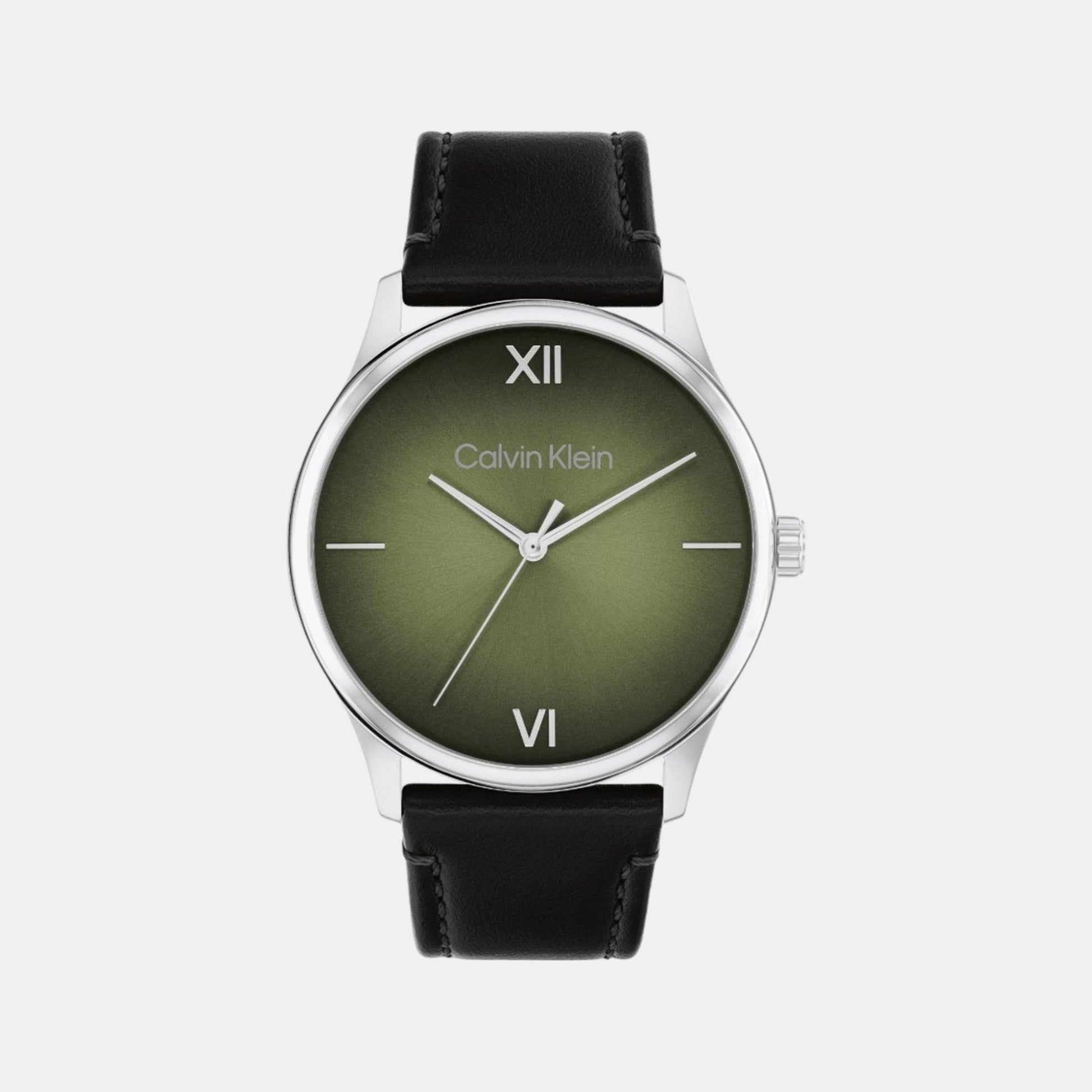 Ascend Men Quartz Olive Green Dial Analog Leather Watch 25200454