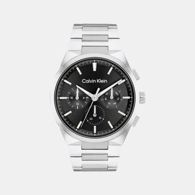 Distinguish Men Quartz Black Dial Chronograph Stainless Steel Watch 25200459