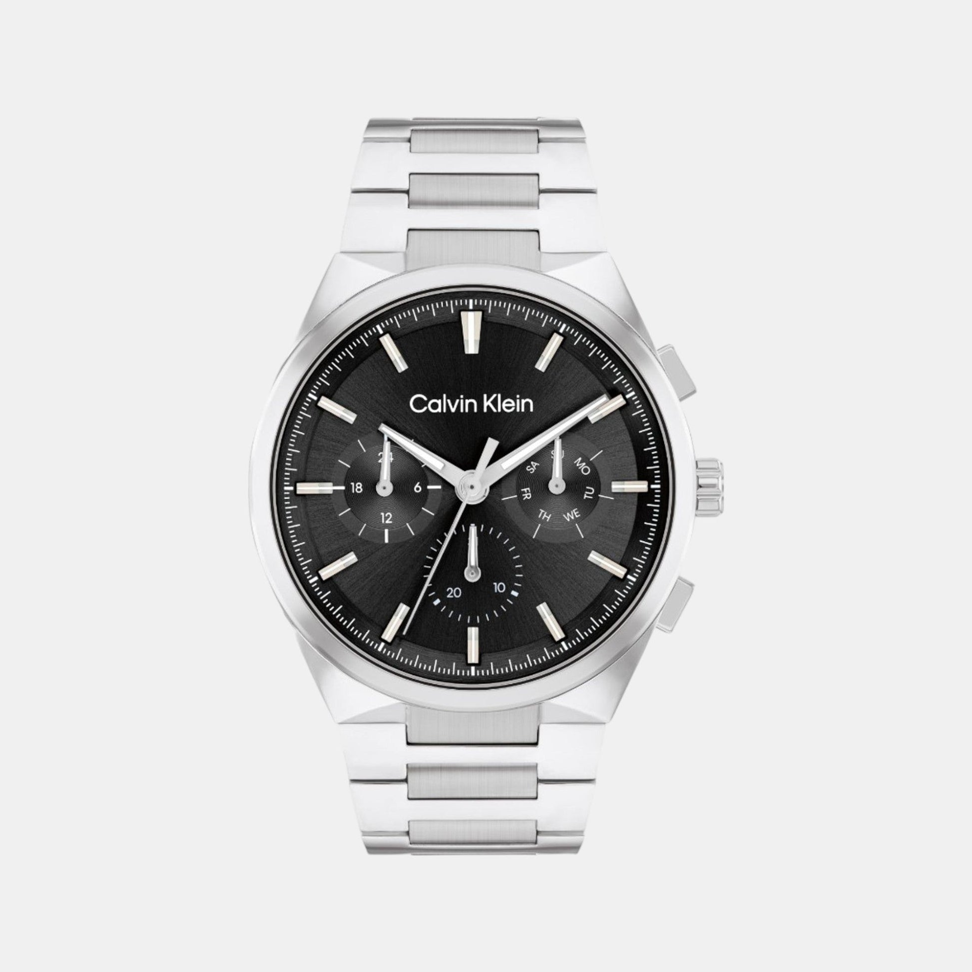 Distinguish Men Quartz Black Dial Chronograph Stainless Steel Watch 25200459