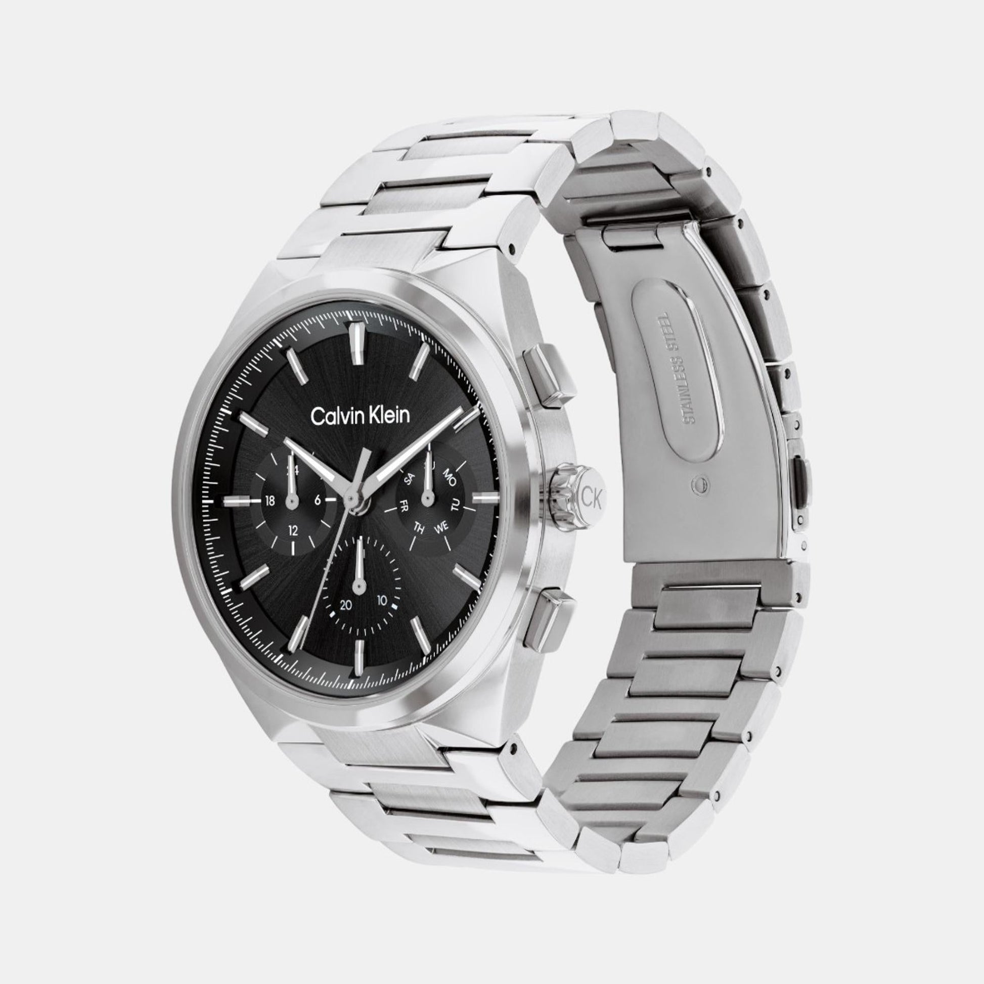 Distinguish Men Quartz Black Dial Chronograph Stainless Steel Watch 25200459