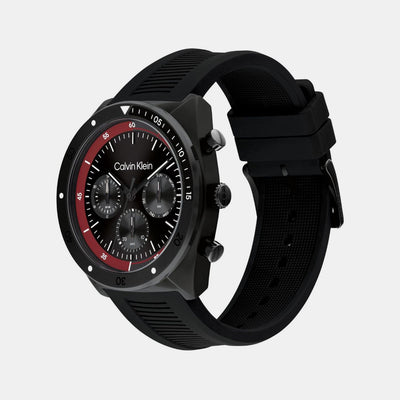 Ck Flex Men Quartz Black Dial Chronograph Silicone Watch 25200467