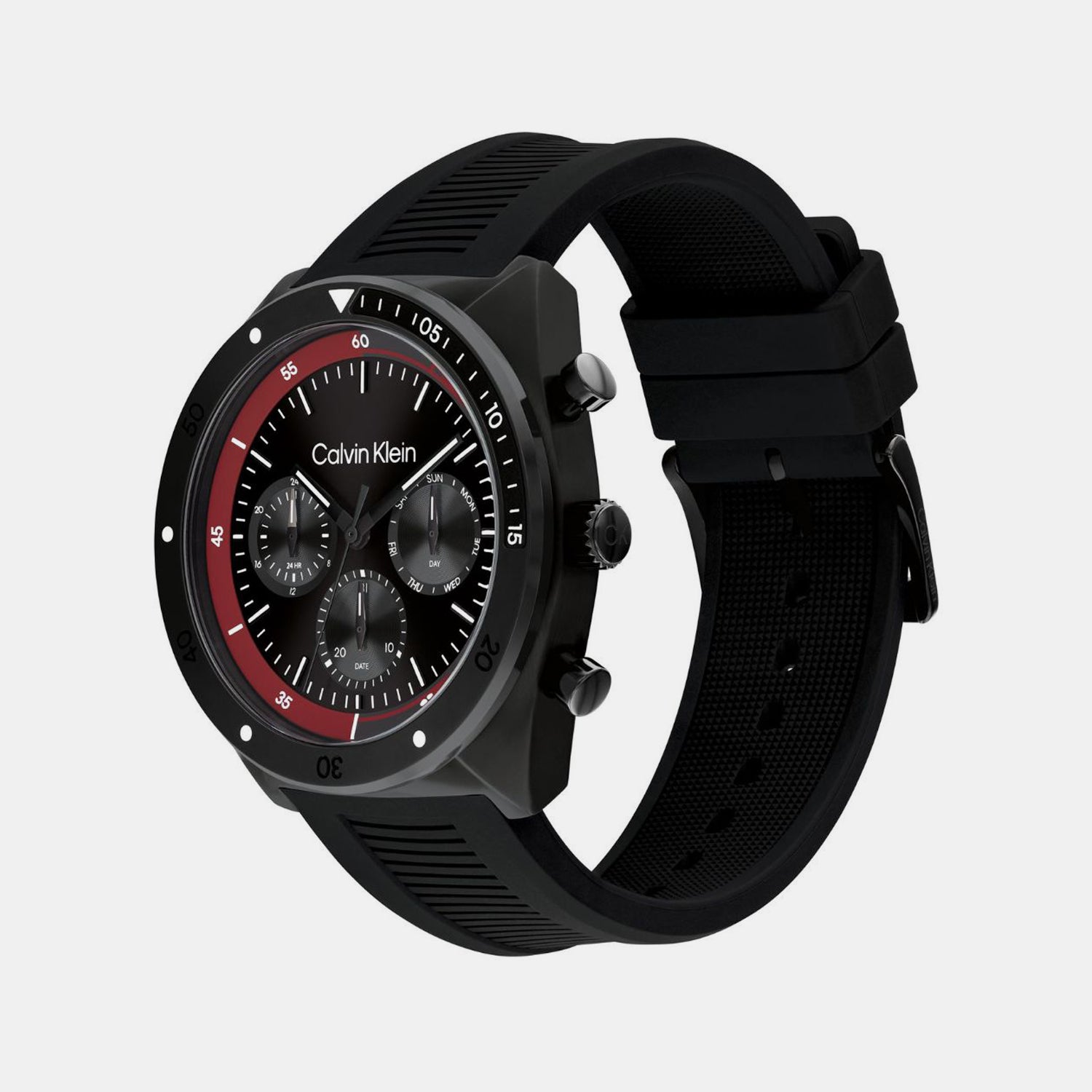 Ck Flex Men Quartz Black Dial Chronograph Silicone Watch 25200467