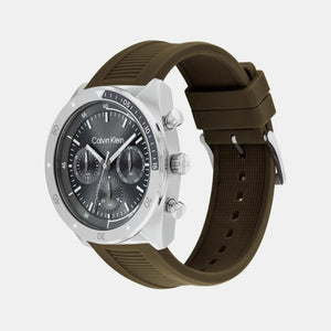 Ck Flex Men Quartz Cool Grey Dial Chronograph Silicone Watch 25200469