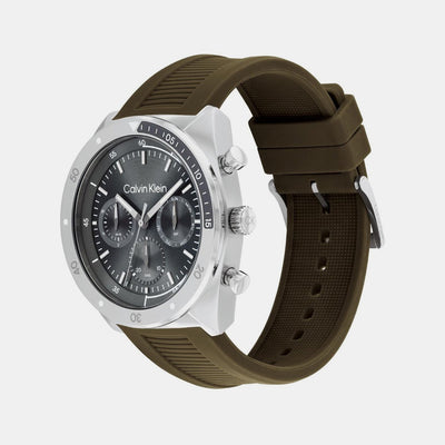 Ck Flex Men Quartz Cool Grey Dial Chronograph Silicone Watch 25200469