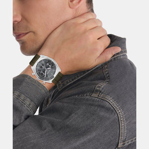 Ck Flex Men Quartz Cool Grey Dial Chronograph Silicone Watch 25200469