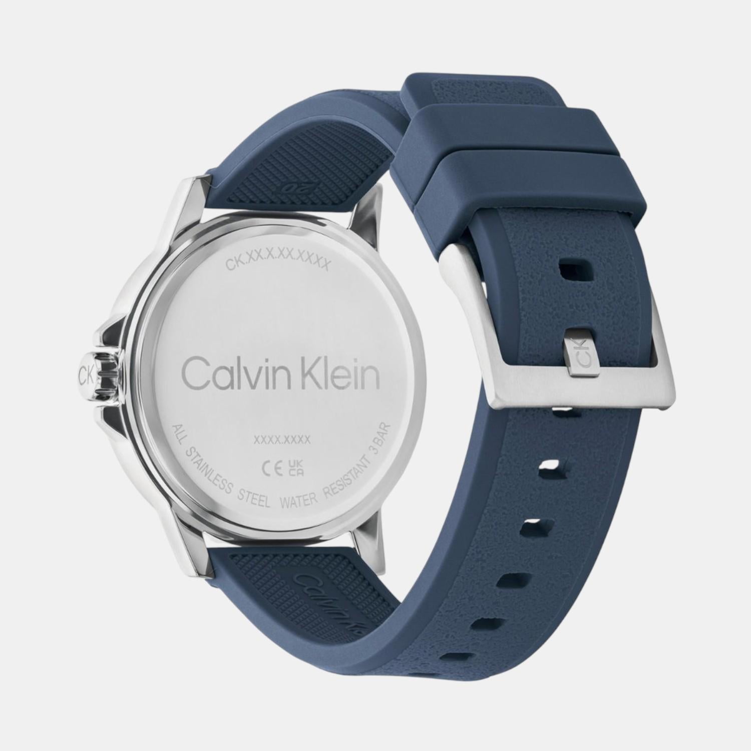 Ck Reset Men Quartz Blue Dial Analog Leather Watch 25200470