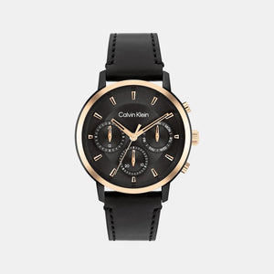 Gauge Men Quartz Black Dial Multi-Function Leather Watch 25200499