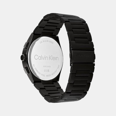 Distinguish Men Quartz Black Dial Multi-Function Stainless Steel Watch 25200505