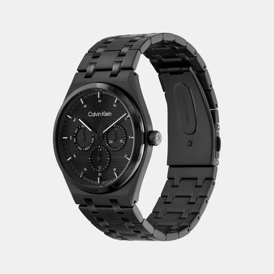 Ck Motion Men Quartz Black Dial Multi-Function Stainless Steel Watch 25200522