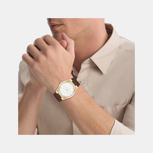 Ck Motion Men Quartz White Dial Multi-Function Leather Watch 25200523