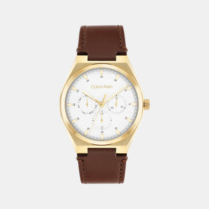 Ck Motion Men Quartz White Dial Multi-Function Leather Watch 25200523