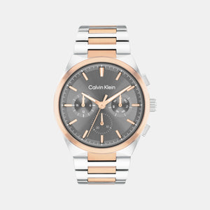 Distinguish Men Quartz Gunmetal Dial Multi-Function Stainless Steel Watch 25200536