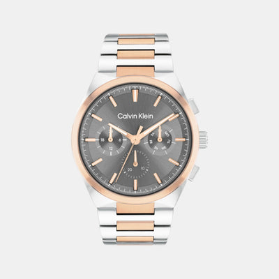Distinguish Men Quartz Gunmetal Dial Multi-Function Stainless Steel Watch 25200536