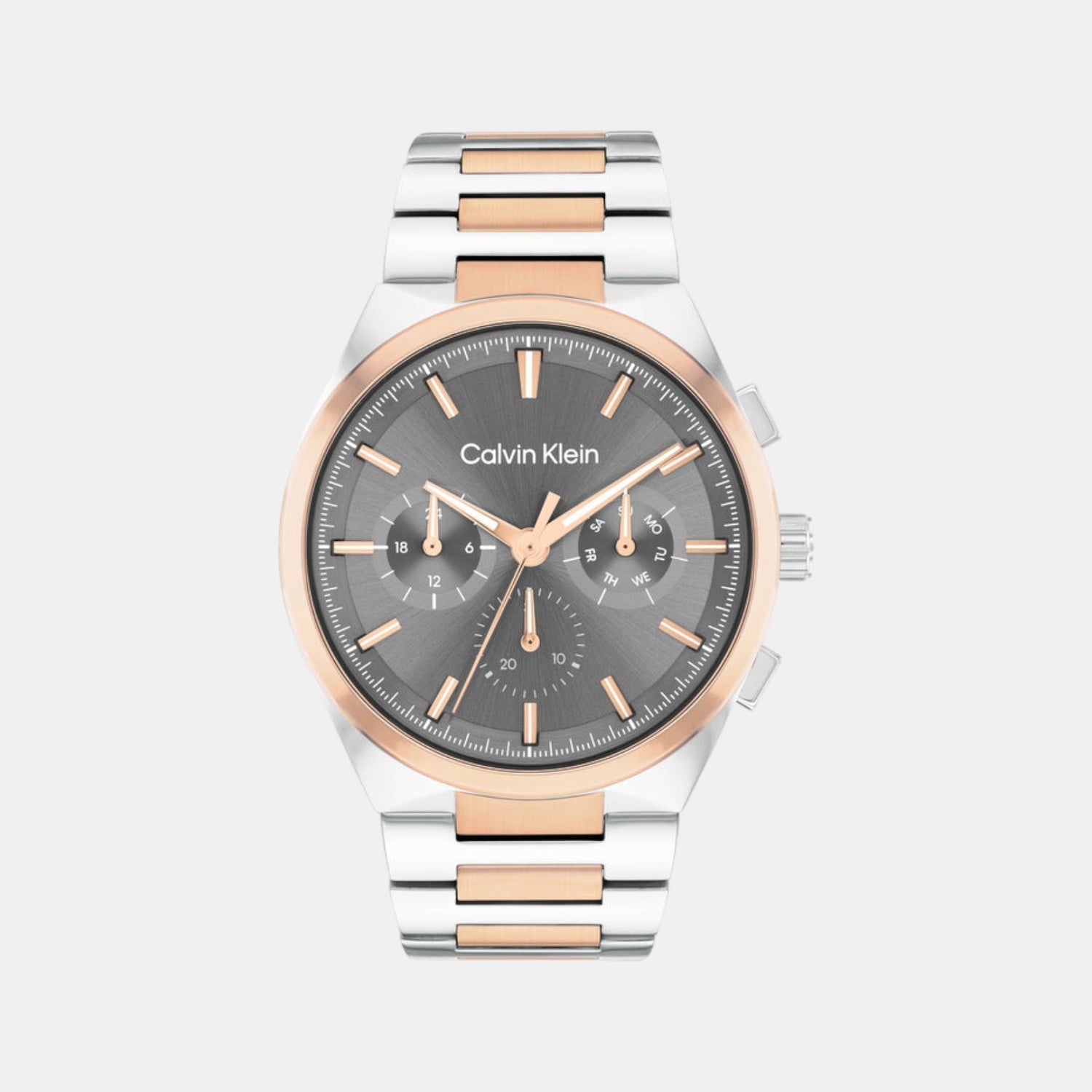 Distinguish Men Quartz Gunmetal Dial Multi-Function Stainless Steel Watch 25200536
