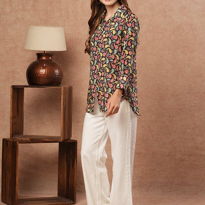 Ethnic Paisley Printed Straight Fit Kurti - Multi