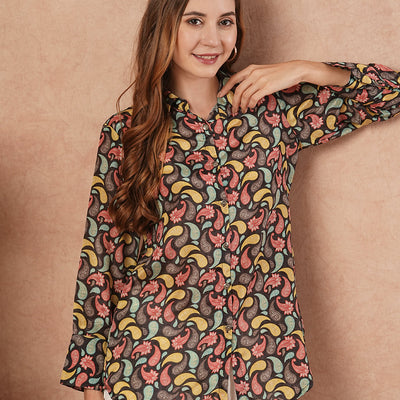 Ethnic Paisley Printed Straight Fit Kurti - Multi