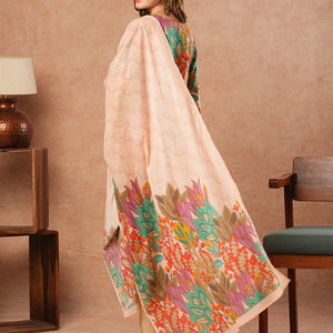 Floral Printed Resham Embroidered Lace Work Kurta with Pants & Dupatta - Multi