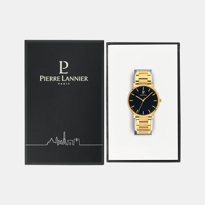 Essential Men Quartz Black Dial Analog Stainless Steel Watch 252G032