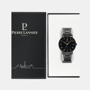 Essential Men Quartz Black Dial Analog Stainless Steel Watch 252G439