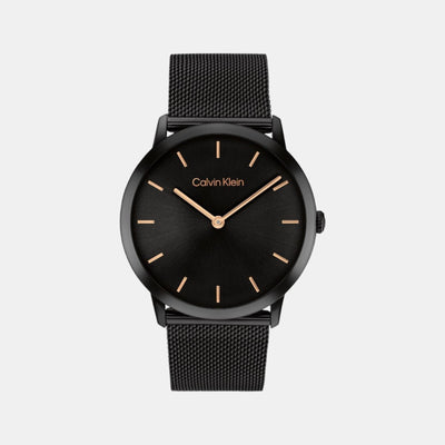 Exceptional Unisex Quartz Black Dial Analog Mesh Watch 25300002