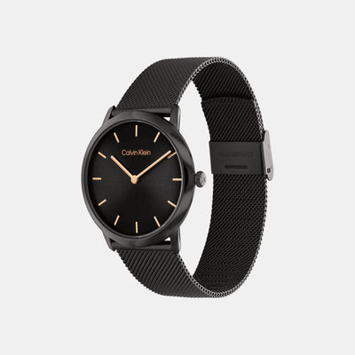 Exceptional Unisex Quartz Black Dial Analog Mesh Watch 25300002
