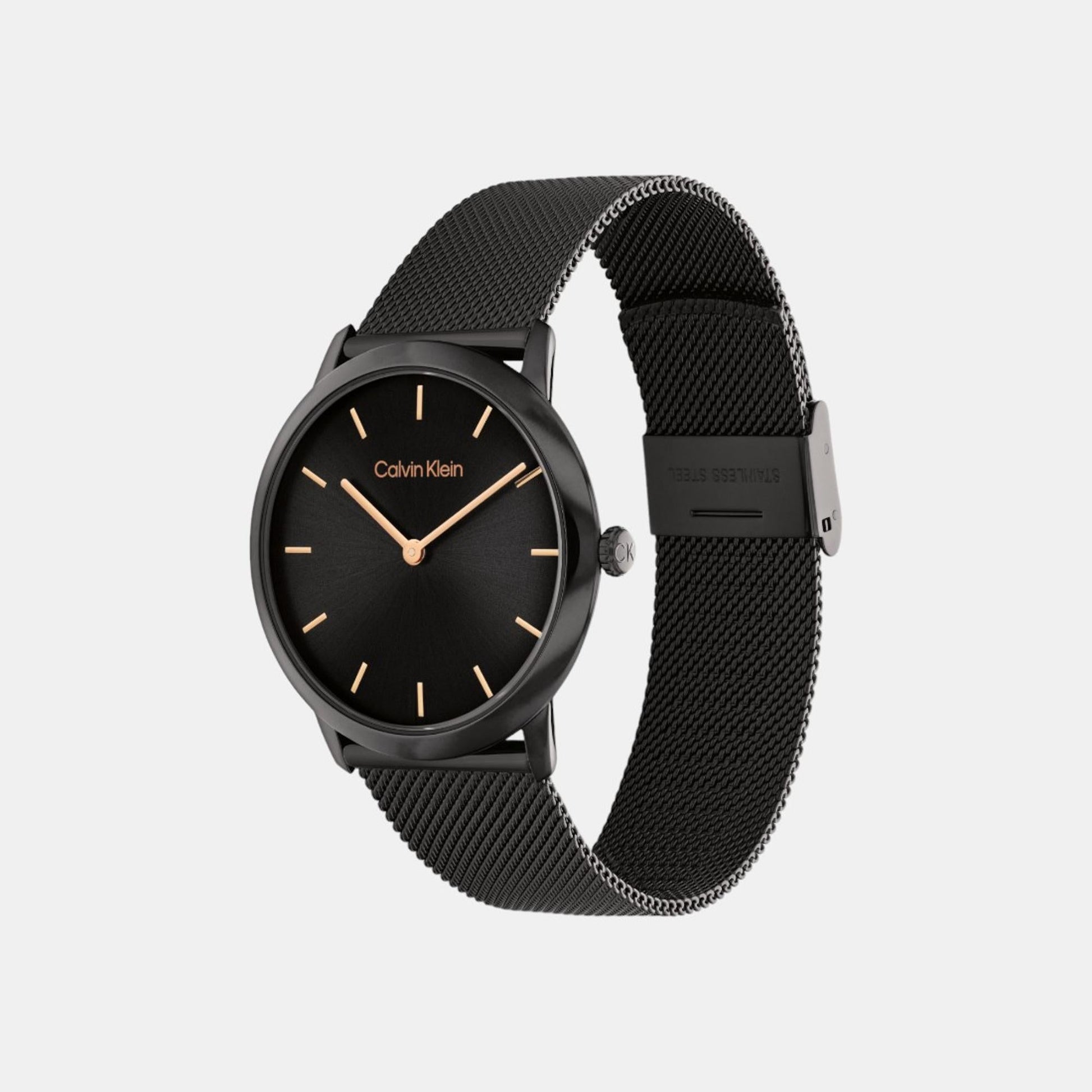 Exceptional Unisex Quartz Black Dial Analog Mesh Watch 25300002