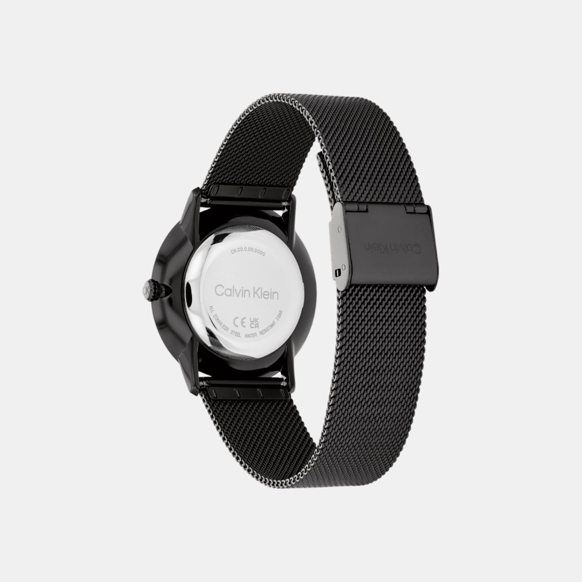 Exceptional Unisex Quartz Black Dial Analog Mesh Watch 25300002