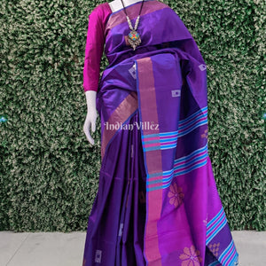 Violet Magenta Handloom Soft Silk Saree