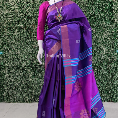 Violet Magenta Handloom Soft Silk Saree