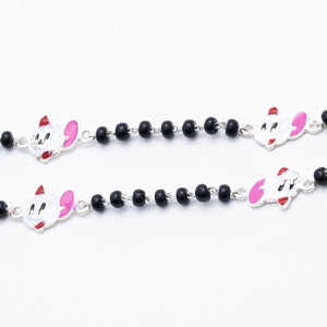 Black beads mickey mouse silver nazariya for kids