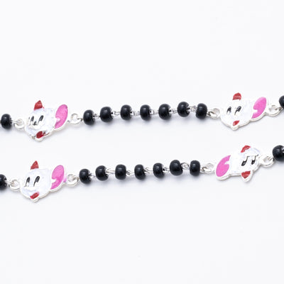 Black beads mickey mouse silver nazariya for kids
