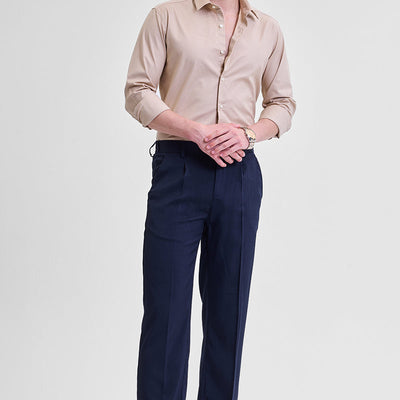 Beige Stretchable Slim Fit Shirt