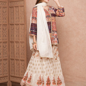 Multi Printed Sequins & Resham Embroidered kurti with Sharara & Dupatta - Multi