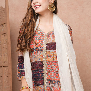 Multi Printed Sequins & Resham Embroidered kurti with Sharara & Dupatta - Multi