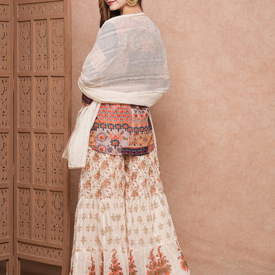 Multi Printed Sequins & Resham Embroidered kurti with Sharara & Dupatta - Multi