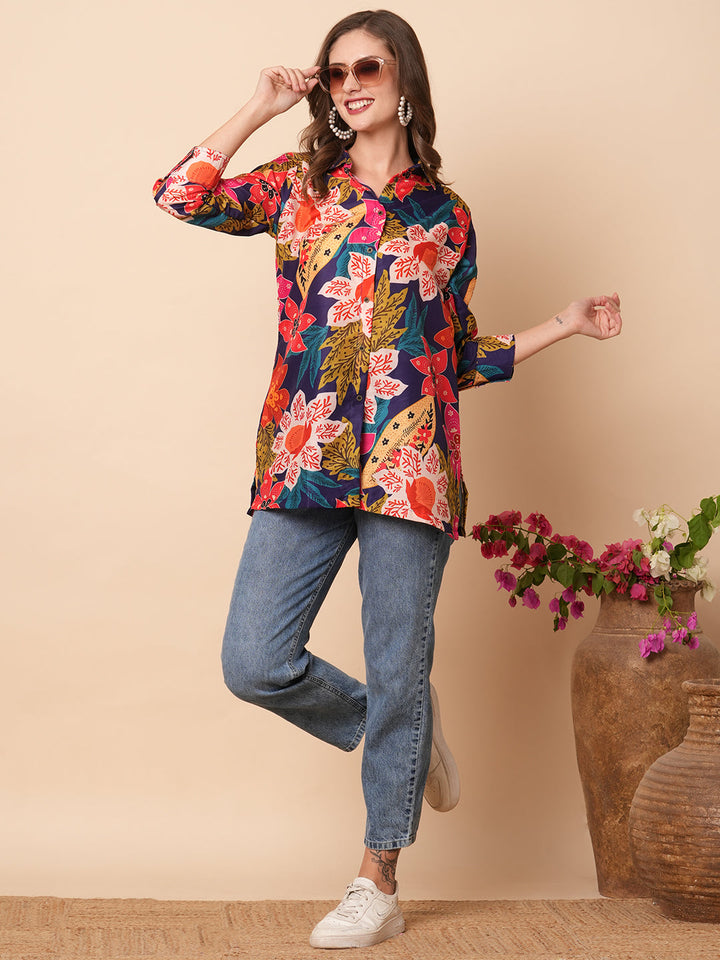 Floral Printed Buttoned Shirt - Multi