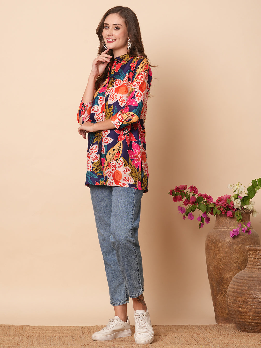 Floral Printed Buttoned Shirt - Multi