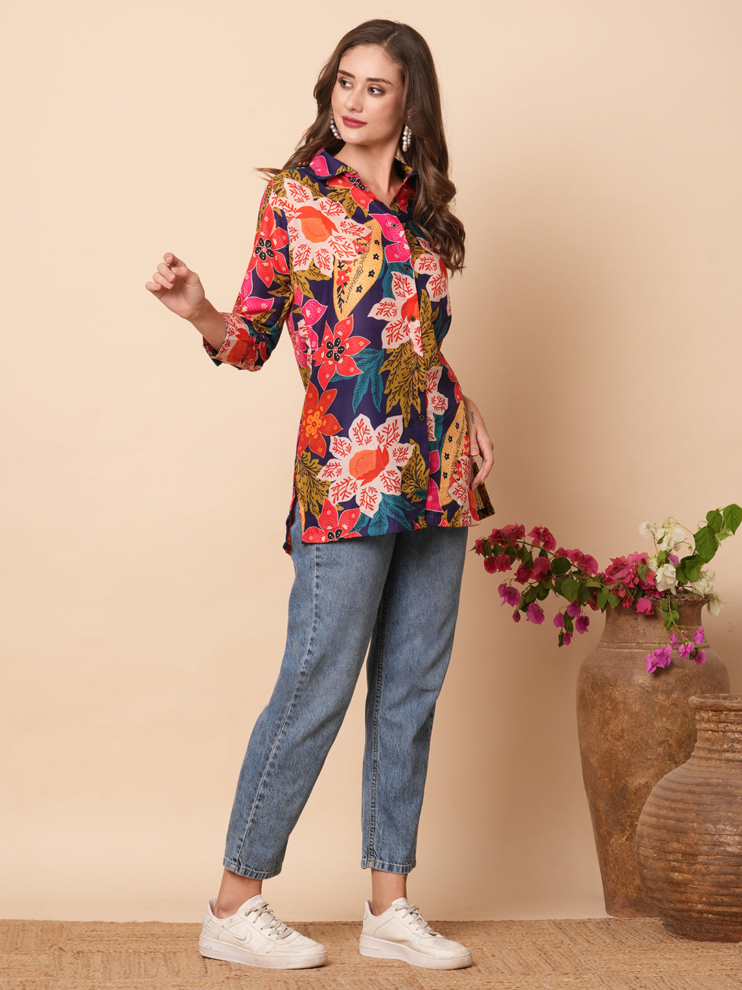 Floral Printed Buttoned Shirt - Multi