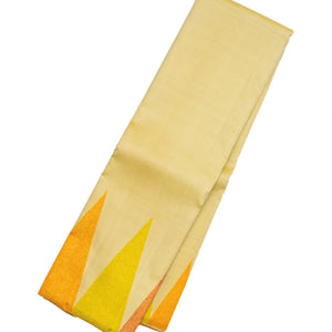 Beige Handloom Kanchipuram Korvai Silk Saree With Temple Border