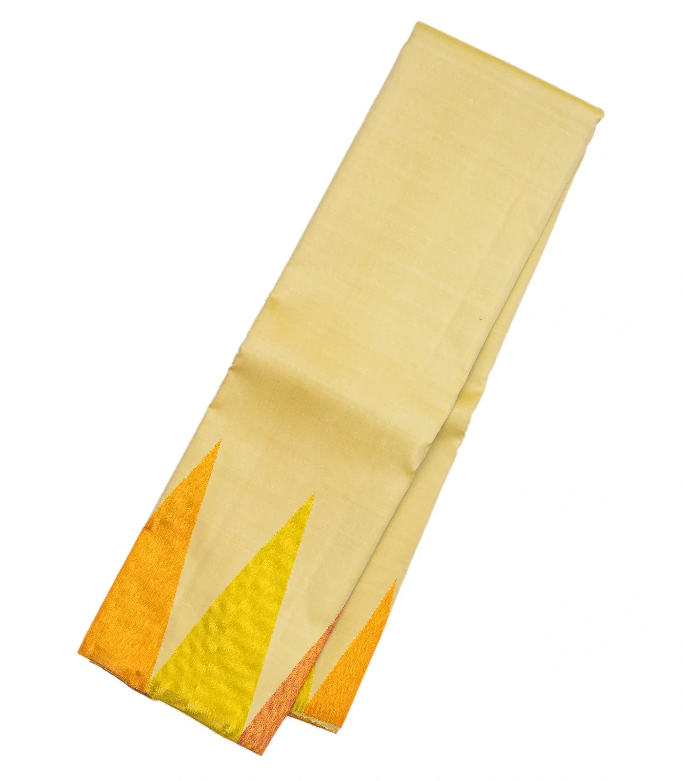 Beige Handloom Kanchipuram Korvai Silk Saree With Temple Border